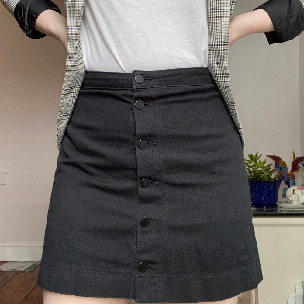 American Apparel Black Denim Mini Skirt